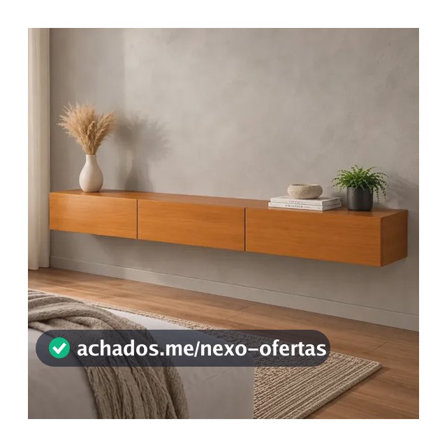 Rack Aparador Suspenso 3 Portas Linea Até 75'' 160cm Cedro Madeirado