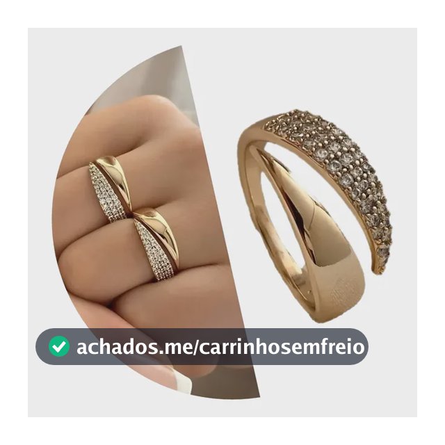 Anel Feminino Elegante Banho A Ouro 18k Zircônias Ajustável Dourado Ajustável
