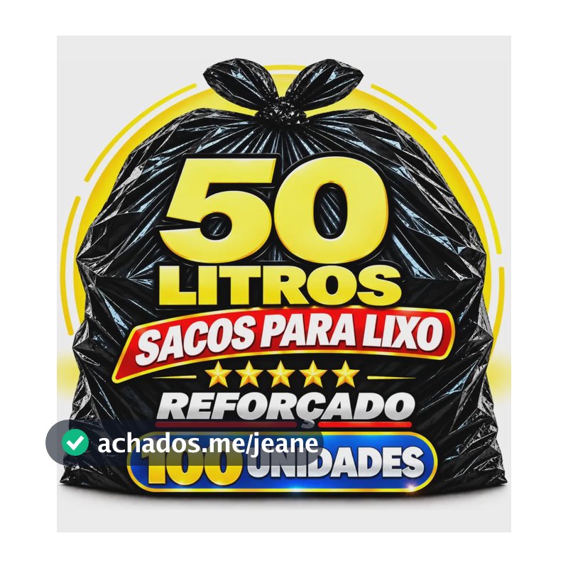 Saco De Lixo 50 Litros Reforçado Preto Resistente C/100 Econômico