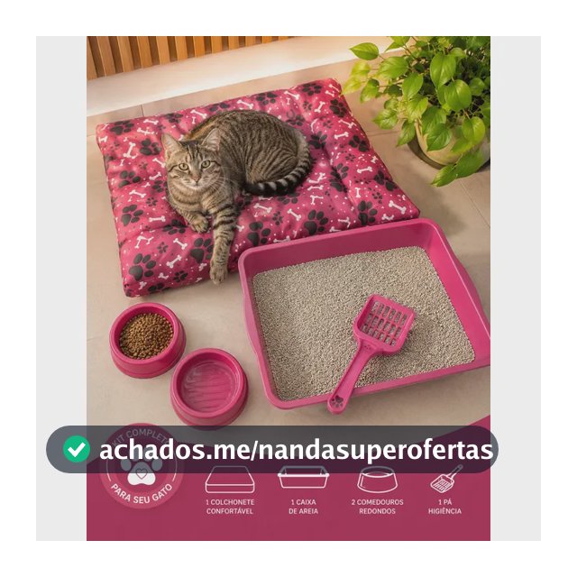 Kit Para Gato Conforto Essencial Colchonete Caixa De Areia Rosa
