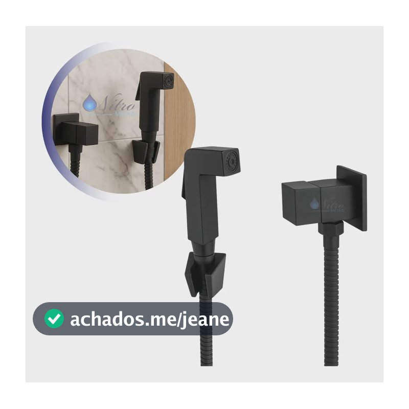 Ducha Higiênica Quadrada Preta Black Padrão Deca Completa Nitro Metais