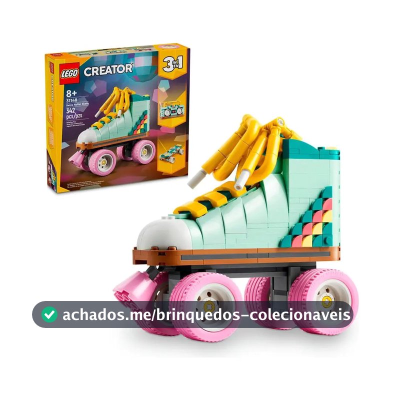 <p>LEGO® Creator 3 em 1 – Patins Retrô Brinquedo Antigo com Caixa de Som, Skate Infantil, Brinquedo de Montar, Kit de Skate, Rádio Antigo, Presentes Criativos para Crianças de 8 Anos 31148</p>