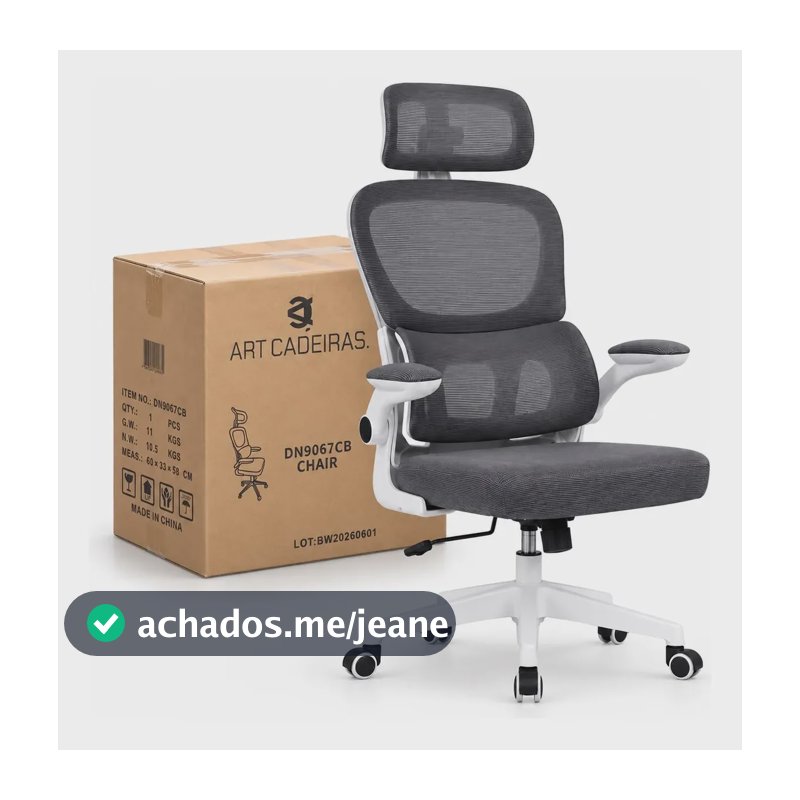 Cadeira Escritório Ergonômica Mesh Ajustável Sup.lombar Nr17 Cinza Espuma De Alta Densidade
