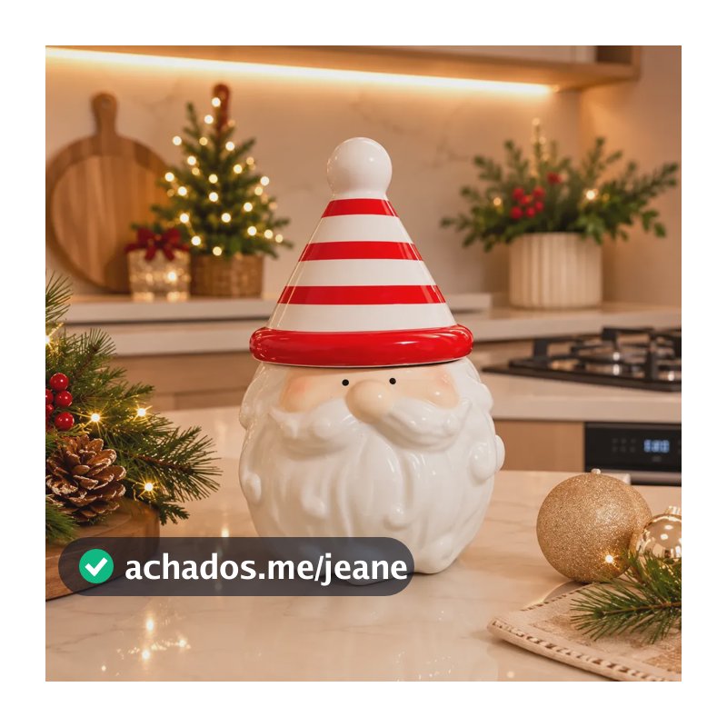 Potiche Cerâmica Natalino Papai Noel 9,8x12cm Vermelho Papai Noel