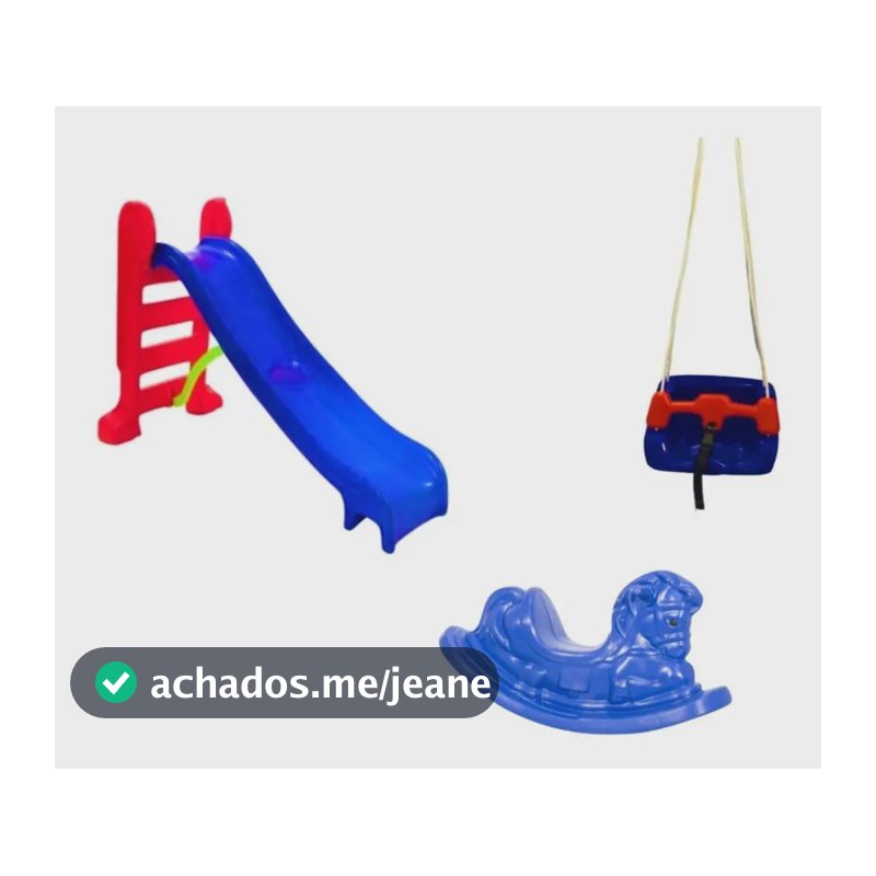 Escorregador Infantil + Balanço Infantil + Cavalinho- Cores Azul E Vermelho