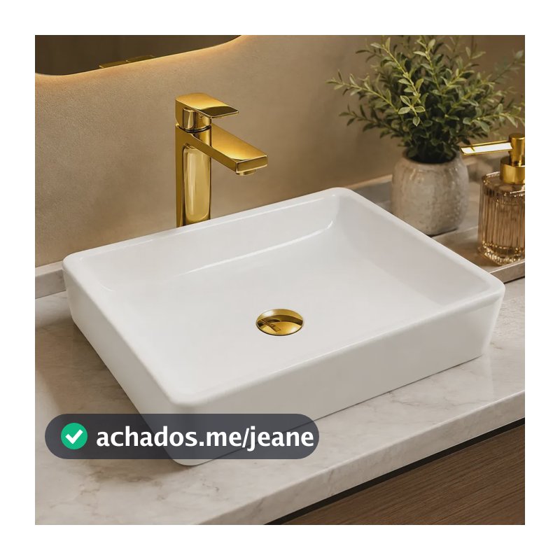 Cuba Sobrepor Retangular 40x30cm De Cerâmica Banheiro Louça Branco Brilhante