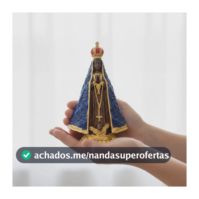 Estátua Nossa Senhora Aparecida Azul-marinho 15cm Yeshua Artigos Religiosos