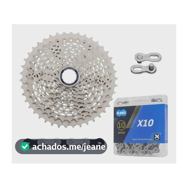 Cassete Shimano Deore M4100 11/42d 10v Corrente Kmc X10 20v Prateado