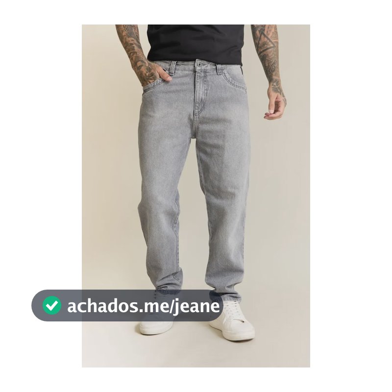 Calça Jeans Destroyed Masculina Cinza Perna Reta Dialogo Cinza 38
