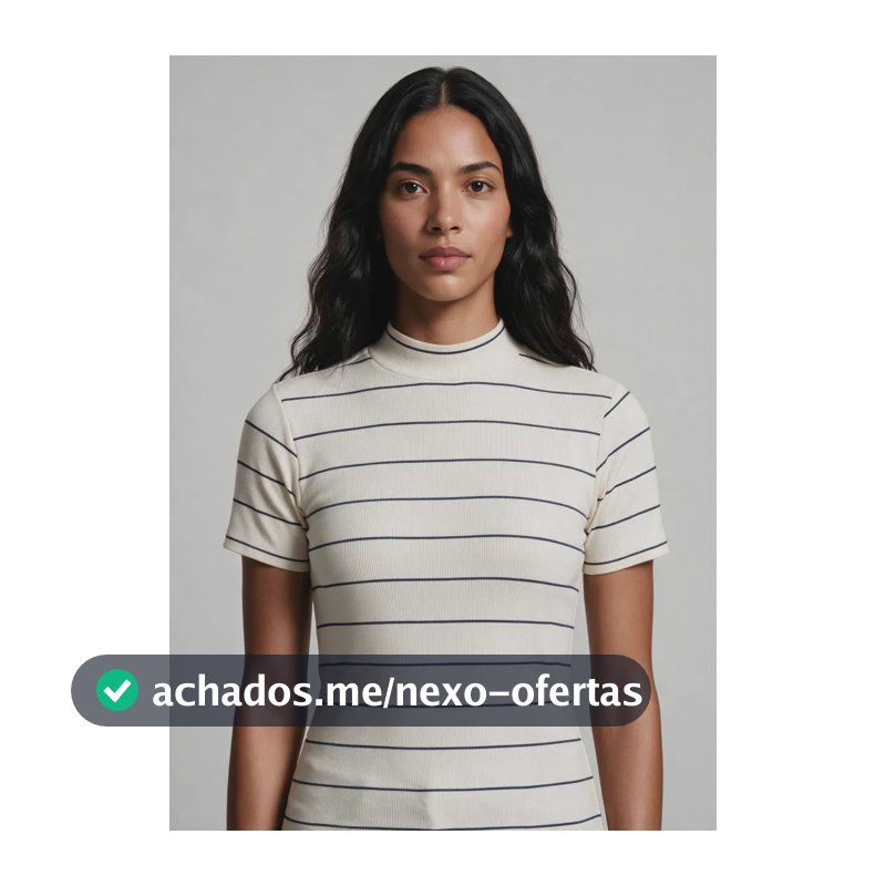 Blusa Feminina Gola Alta Em Ribana Fio Tinto Hering Off-white Listrado M