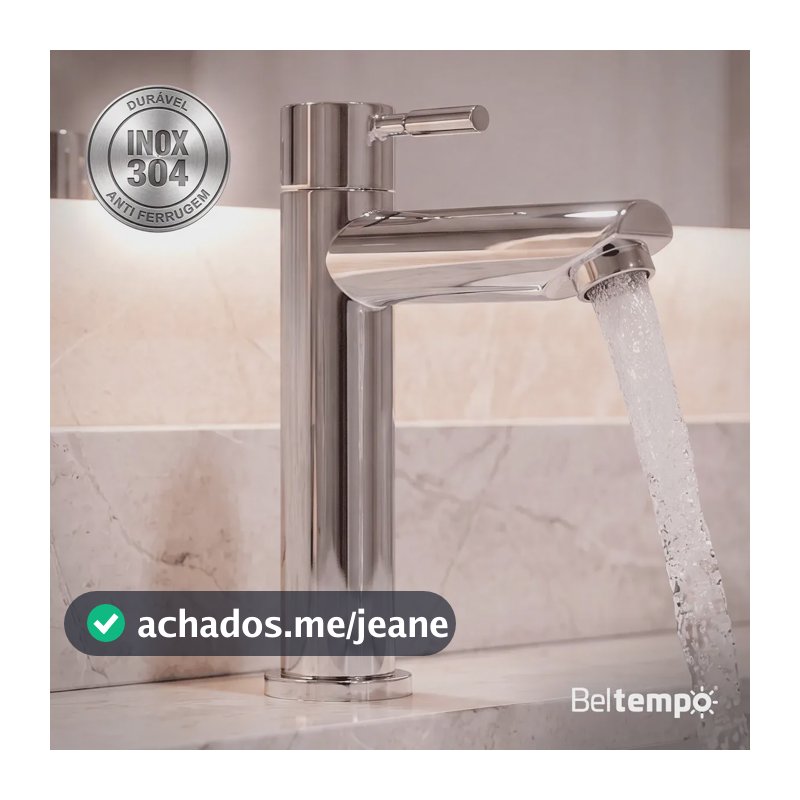 Torneira Para Banheiro De Mesa Bica Baixa 1/4 De Volta Aço Inox 304 Cromada Elegance Beltempo