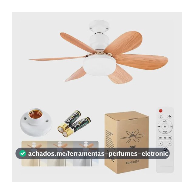 52cm Ventilador De Teto Led Com Luz, Soquete Grátis Incluso 52 Cm 50 Hz/60 Hz Branco 85v-250v Tons De Madeira Plástico 6