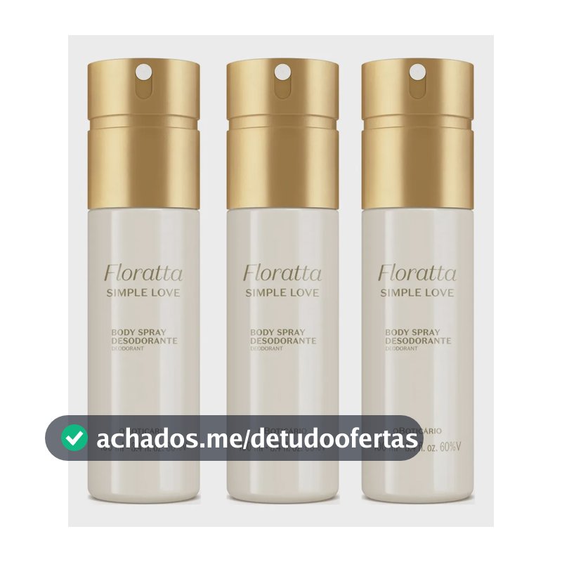 Combo Body Spray Floratta Simple Love 100ml Kit com 3 Unidades