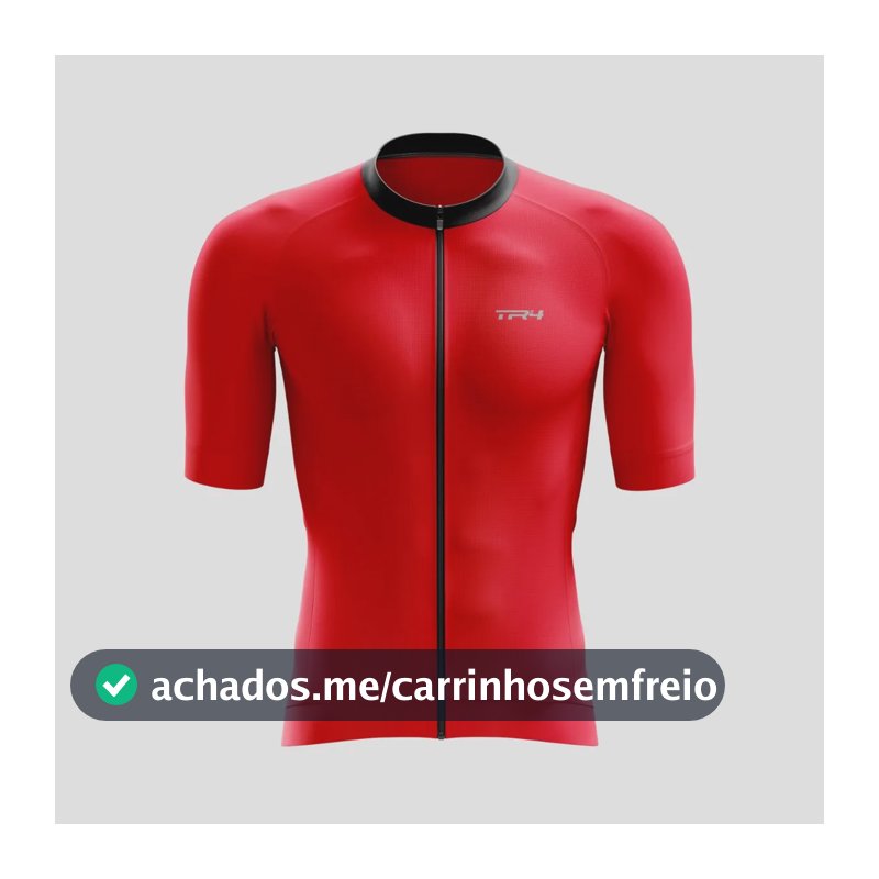 Camisa Masculina Premium Ciclismo Manga Curta Zíper Total Vermelho P