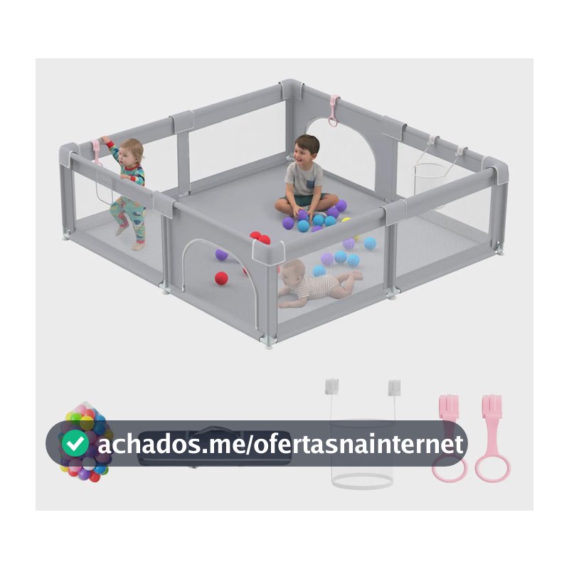 Cercadinho Grande Para Bebe Infantil Vário Tamanho Acessório 127×127cm Cinza