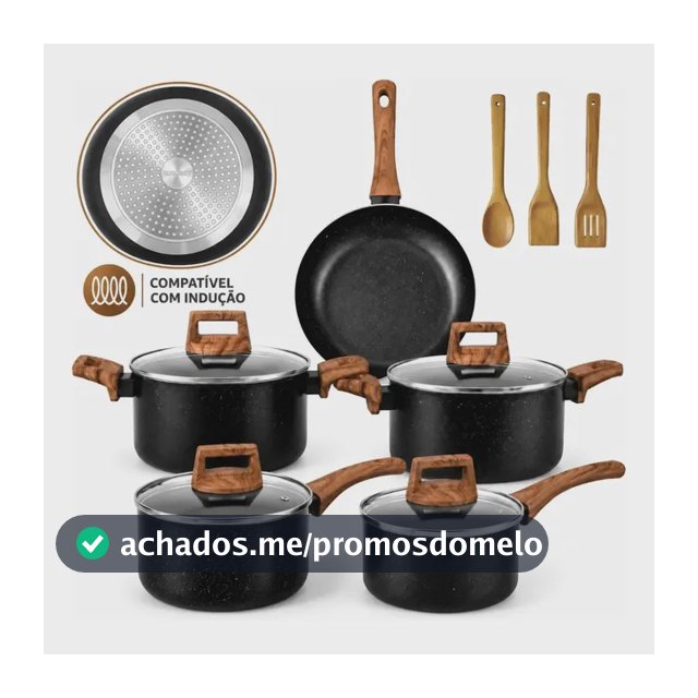 Jogo de Panelas Antiaderente 8 Peças Teflon Preto