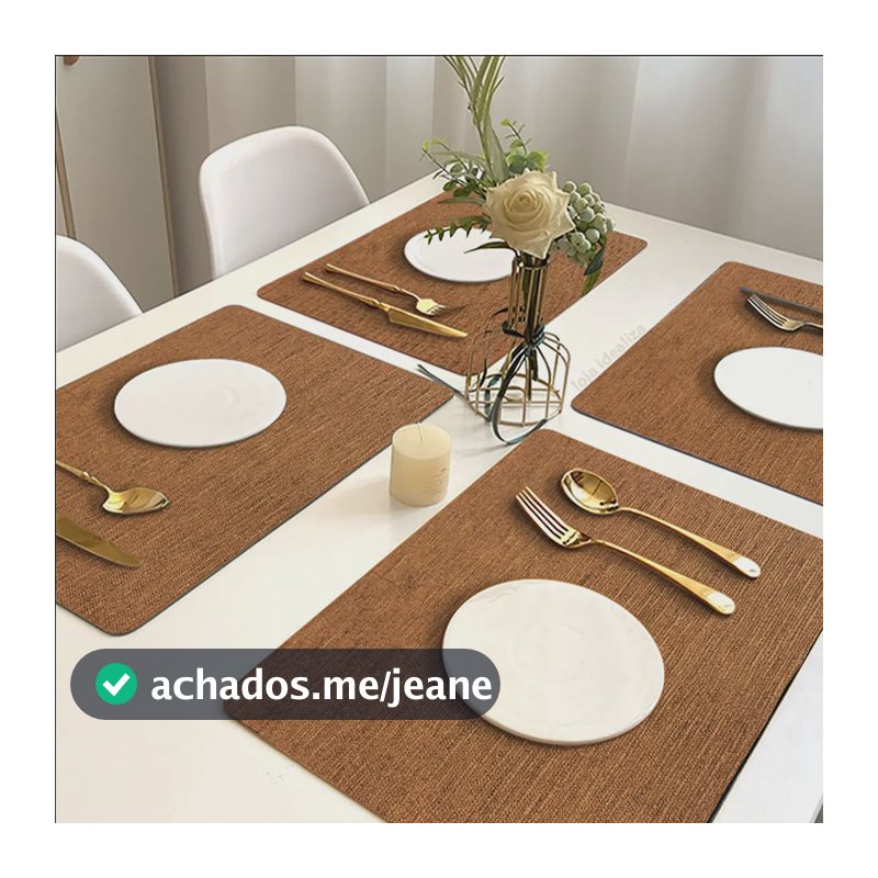 6 Jogo Americano Juta - Impermeável Limpa Facil Pvc CARAMELO claro escuro marrom café