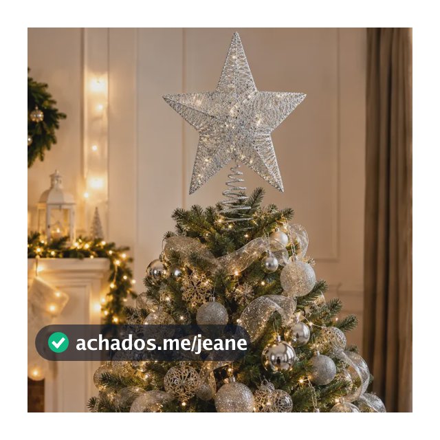 Estrela Ponteira Topo Árvore De Natal Brilhante Decoração Prata