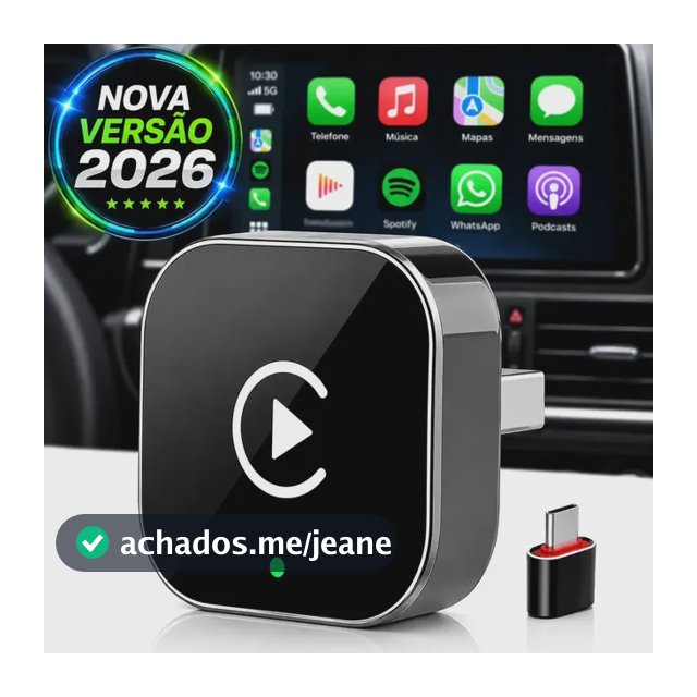 Adaptador CarPlay e Android Auto Sem Fio para Multimídia Landara 2 em 1 Com Bluetooth USB