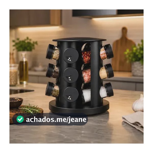 Porta-Temperos Giratório de Mesa com 9 Potes para Temperos
