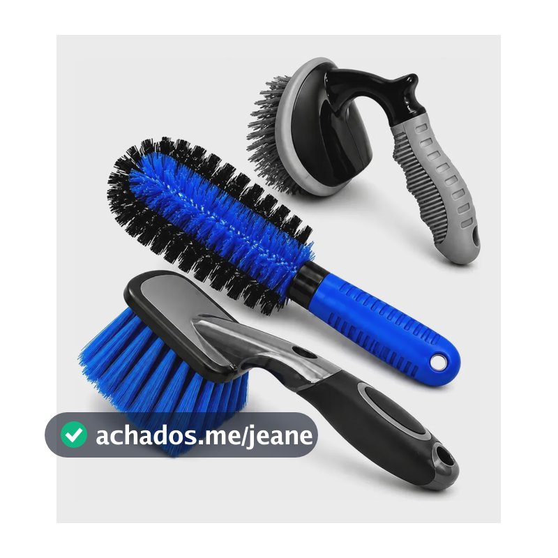 Kit 3 Escovas Automotivas Para Limpeza De Rodas Pneus Caixa