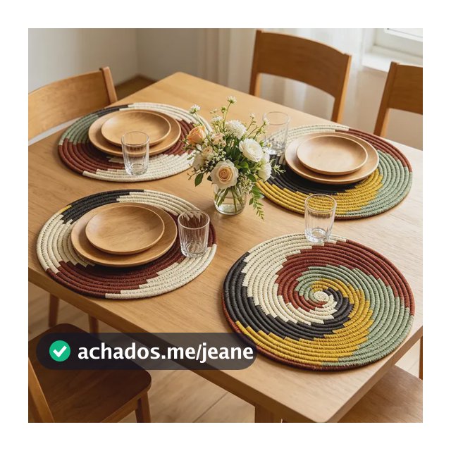 Z 4 Peças De Jogos Americanos Redondos De Linho Boho, Full