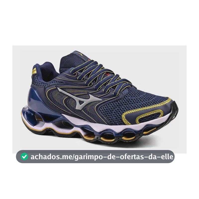 Tênis Masculino Mizuno 12s Caminhada Macio Wave Oferta Marinho/dourado 40 Br