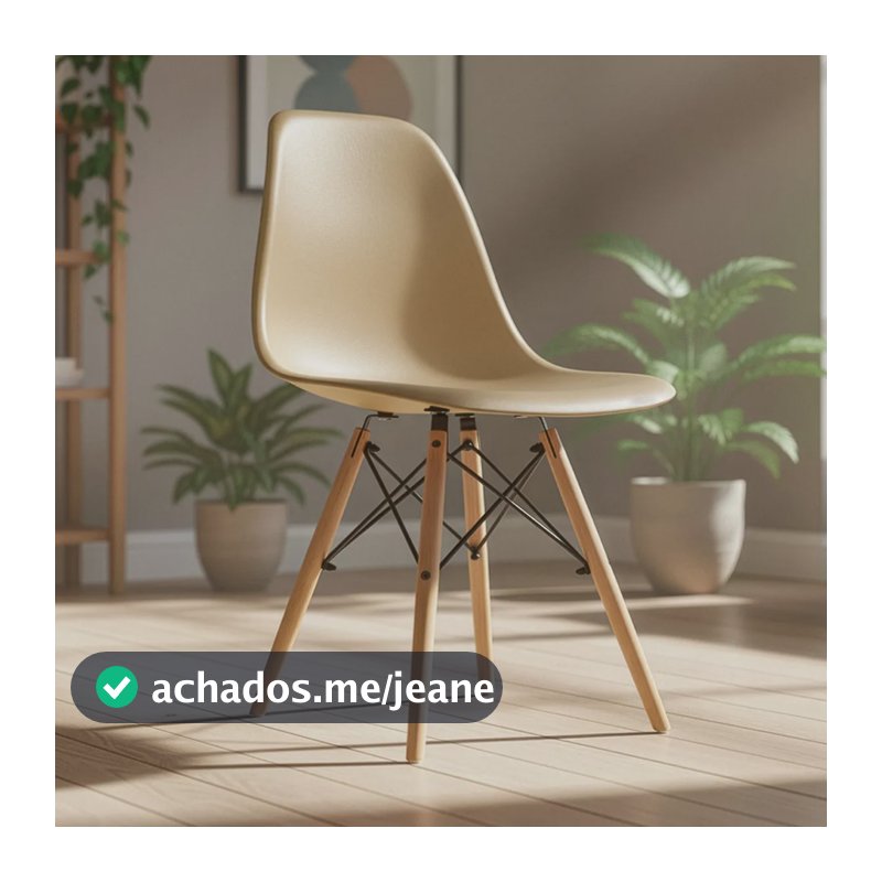 Cadeira Eames Wood Design Eiffel Sala Quarto Manicure Preto Nude 0