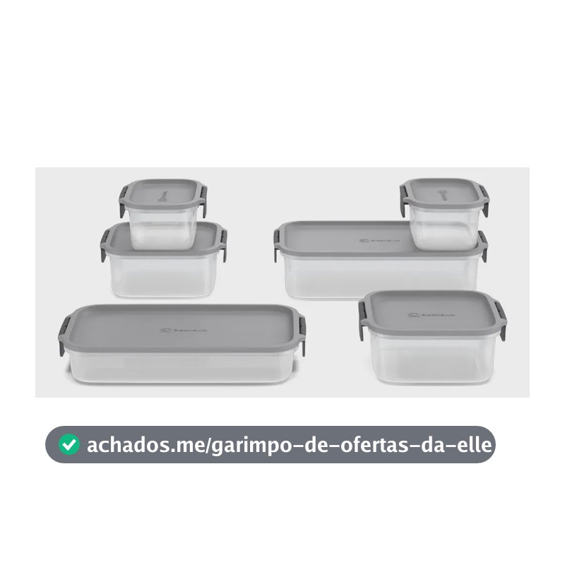 Electrolux Kit 6 Potes Herméticos De Plástico Cinza, 12,4l, Safelock, Empilhável e Modular