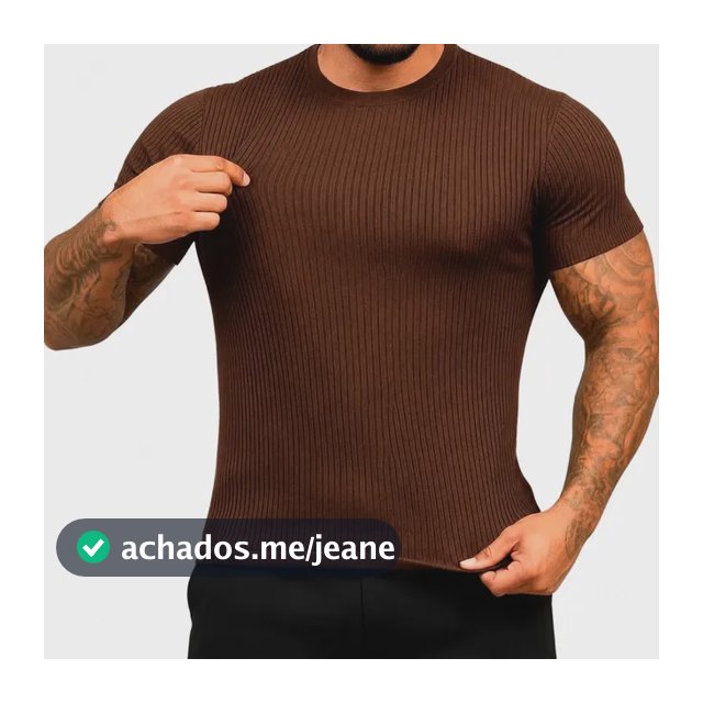 Camiseta Americana Canelada Ribana Justa Textura Básica Moda