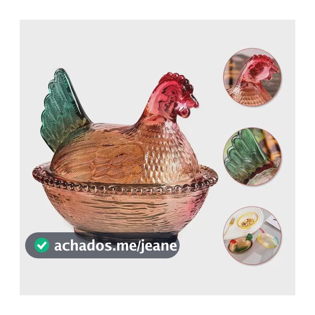 Pote De Vidro Com Formato De Galinha Para Snacks Decoração C