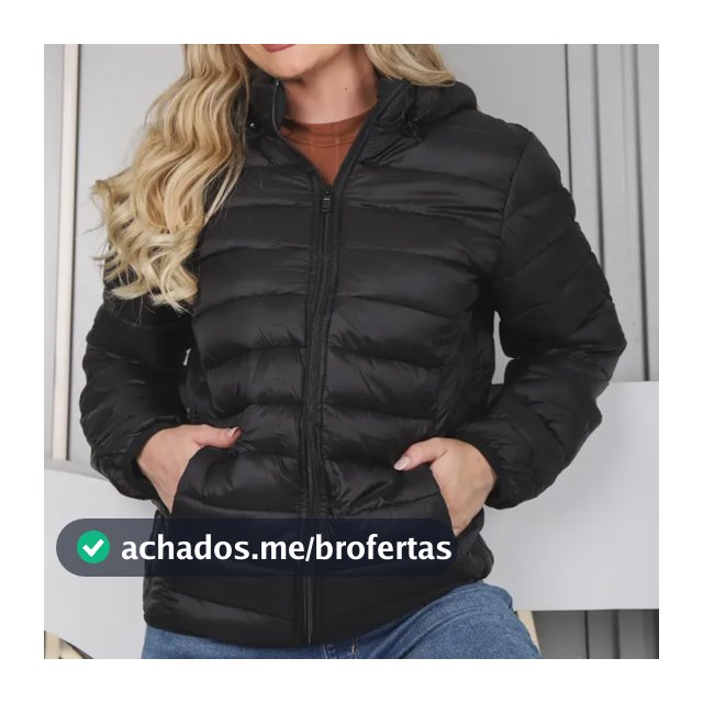 Jaqueta Feminina Bobojaco Impermeável Puffer Capuz Removível Preto G1
