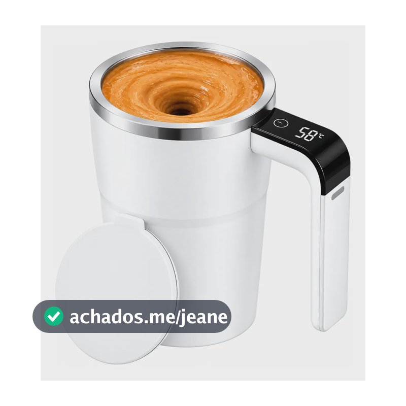 Caneca Mixer Recarregável Com Display De Temperatura 380ml Branco