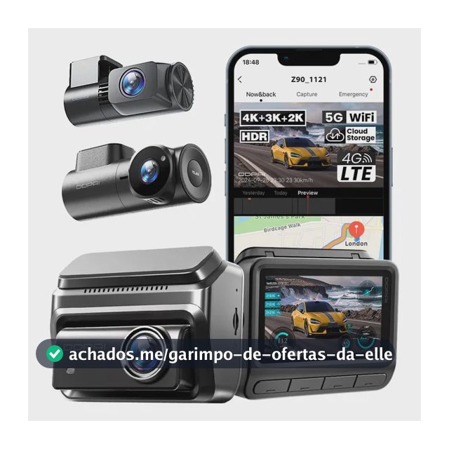 Câmera Veicular Ddpai Z90 4k Hdr Visão Noturna 2.0 Gps App Z90 3 Canais-três Câmeras