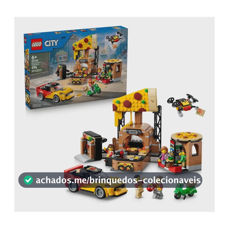 LEGO City Experiência de Entrega de Pizza com Veículos 60496; Conjunto de construção para crianças; brinquedo de restaurante e veículos para criar histórias; Presente para crianças; 6+