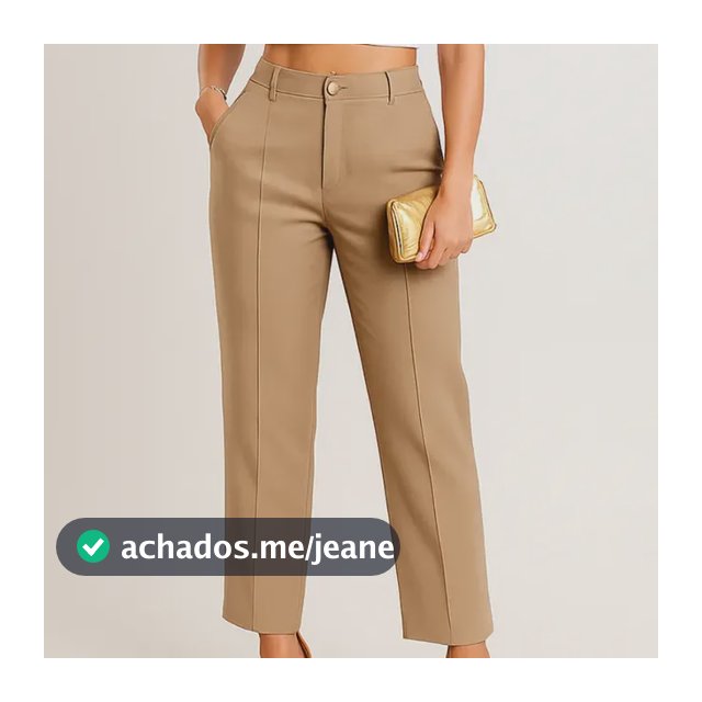 Calça Social Alfaiataria Feminina Cintura Alta Com Elástico