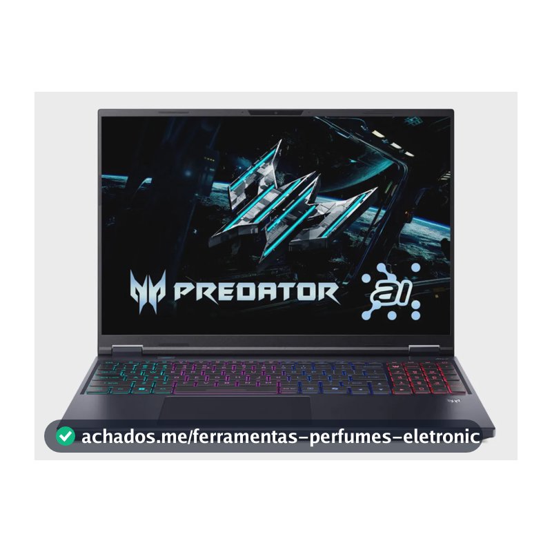 Notebook Gamer Acer Predator Helios Neo 16 IA com Placa NVIDIA GeForce RTX 5070 8GB Processador Intel Core Ultra 7 32GB RAM DDR5 512GB SSD Tela 16" WQXGA 240Hz IPS Windows 11 PHN16-73-76H8