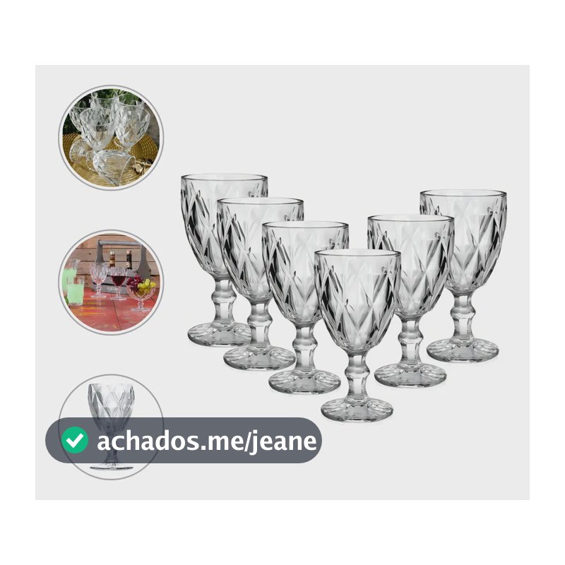 Jogo De Taças Diamante 260 mL Vidro Transparente