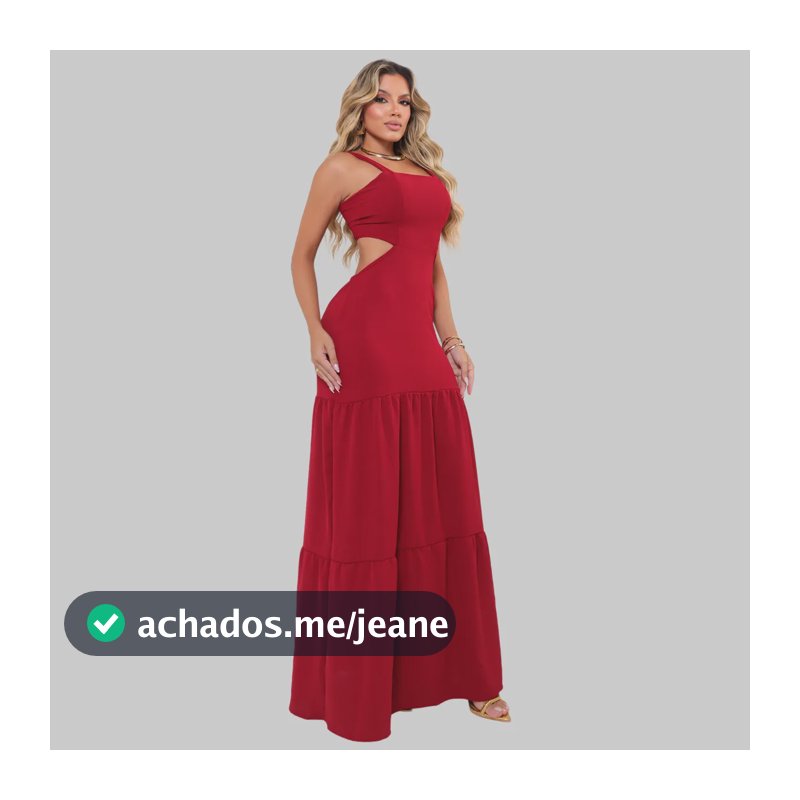 Vestido Longo Com Alças E Detalhe Nas Costas Moda Blogueira Bordô Liso M 38-42