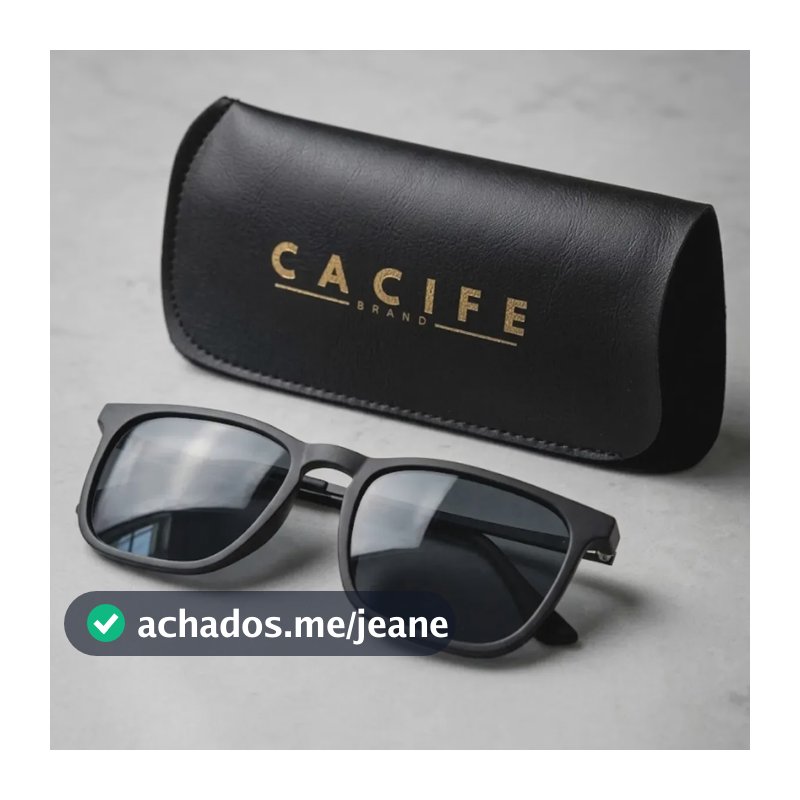 Óculos De Sol Quadrado Preto Proteção Uv400 C/ Case + Preto