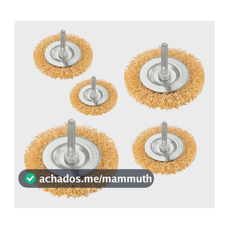 Jogo Escova De Aço Circular C/ Haste Kit 5 Peças Furadeira