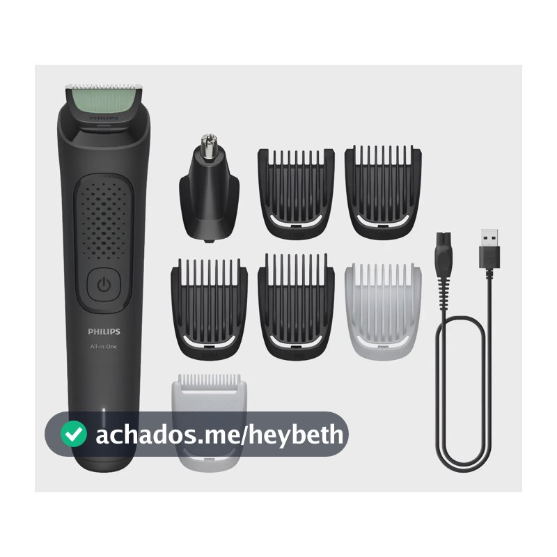 Aparador e Barbeador Elétrico All-in-One Série 3000 8 em 1 : Visual completo para rosto, cabelo e corpo | 60 min sem fio | Lâminas autoafiaveis de aço | Pontas arredondadas | MG3917/15