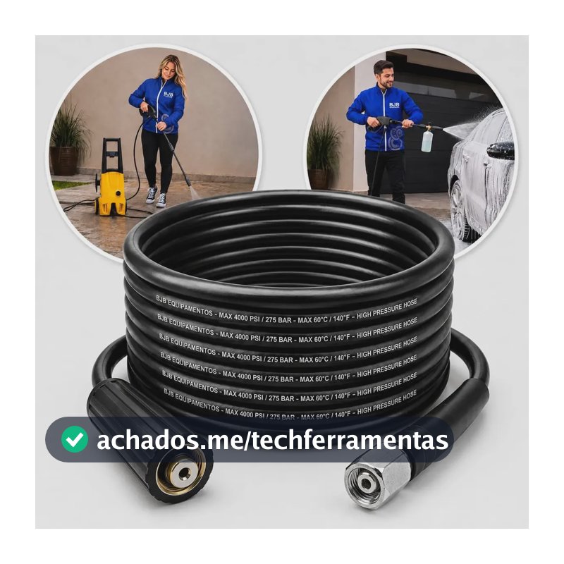 Mangueira Lavadora Alta Pressão Compativel com Wap Ousada Plus 2200, Atacama Black 2200, Tekna HLX110 com 5 metros