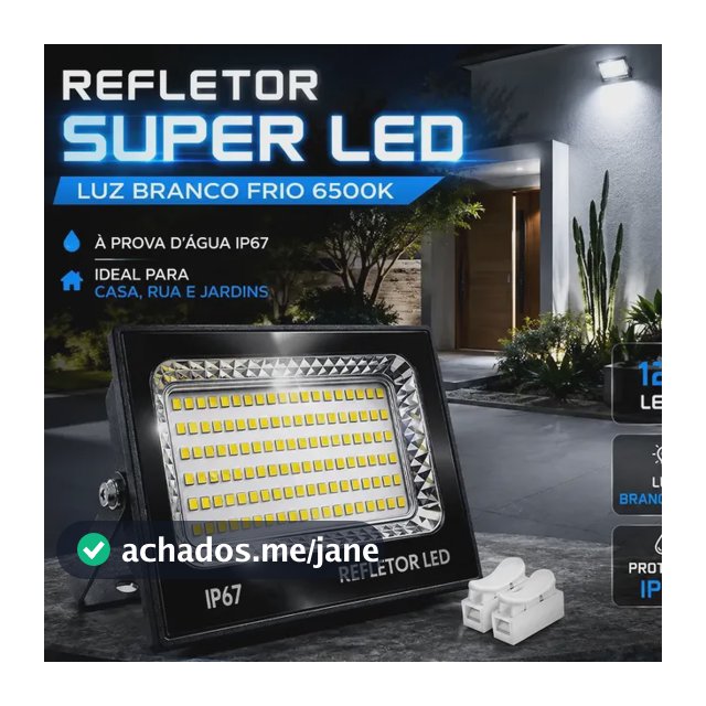 Kit 2 Refletor Super Led 400w Ip67 Holofote Bivolt Prova D'água Branco Frio 6500k Preto