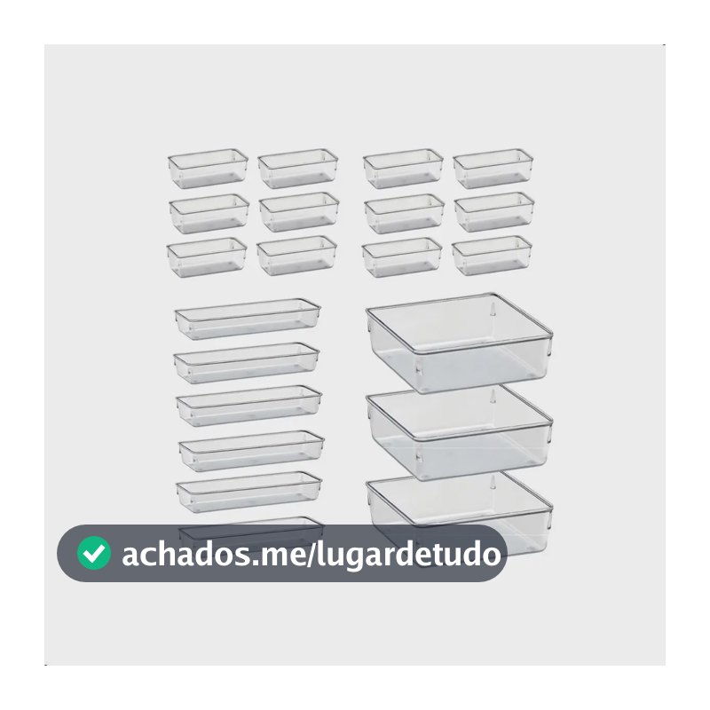 Kit 21 Organizador Multiuso Modular Gavetas Acrilico Rebirth