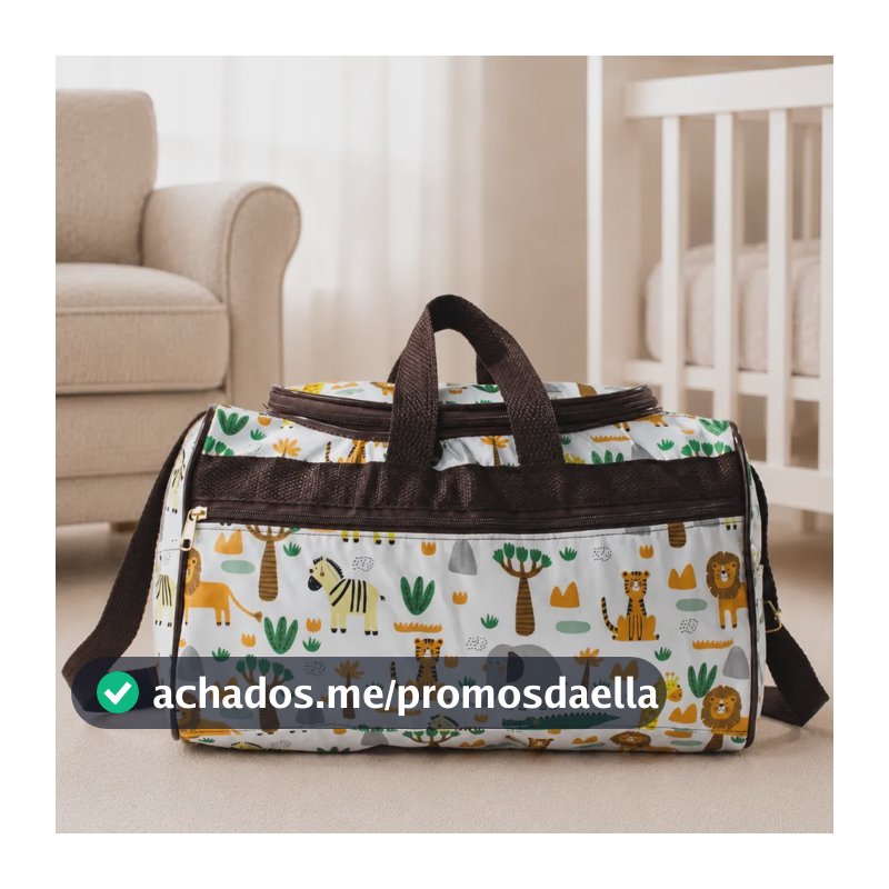 Bolsa Maternidade Bebê Grande Luxo E Organizada Estampada Marrom Café