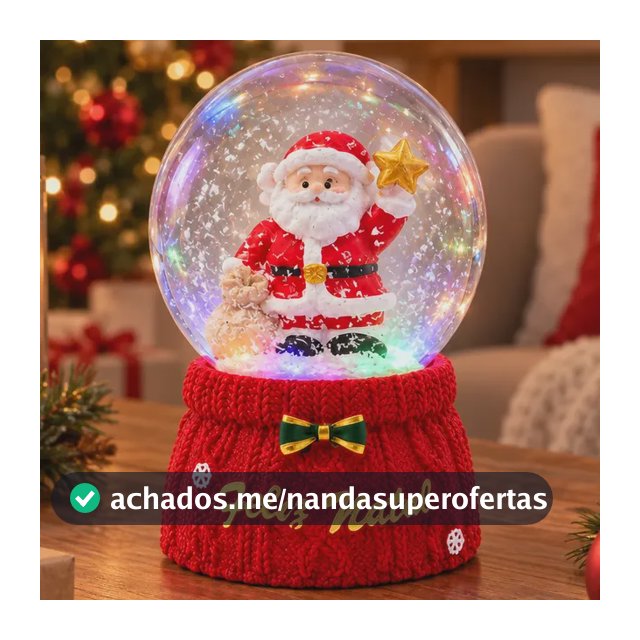 Globo De Neve Natalino Com Luz Colorida Papai Noel Sortido 9 Cm