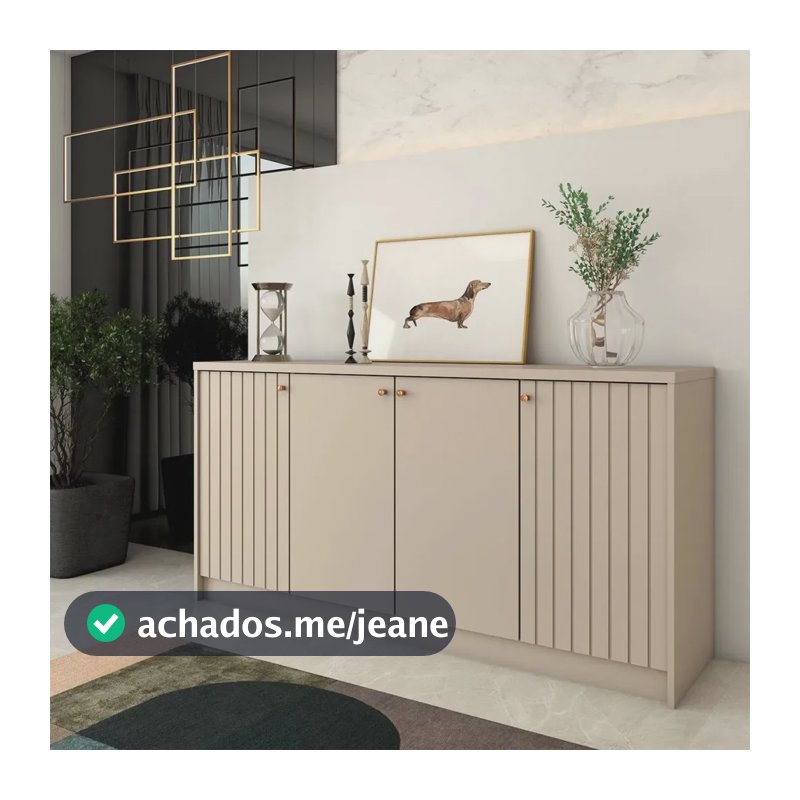 Balcão Buffet Lusso 4 Portas 3 Prateleiras Off White - Panor Bege