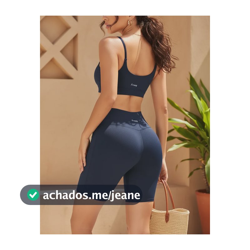 Froog Short Academia Fitness Feminina Modeladora 2 Bolsos Azul-marinho Liso M