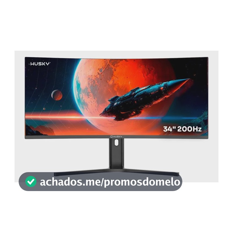 Monitor Gamer Curvo Husky Boreal 34  - Wqhd, 200hz, 1ms Preto 127/220v
